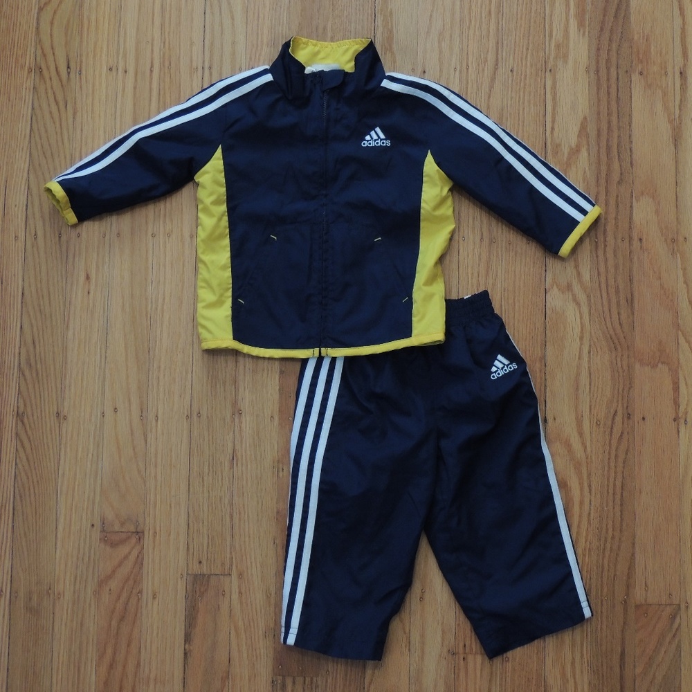 Adidas Toddler Tracksuit Jacket Pants Blue Yellow